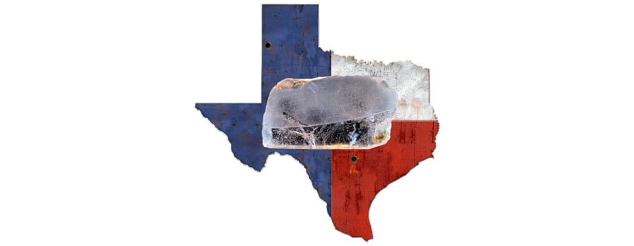 The state of Texas with a topaz specimen overlain.