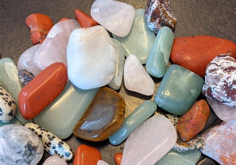 A batch of tumbled rocks