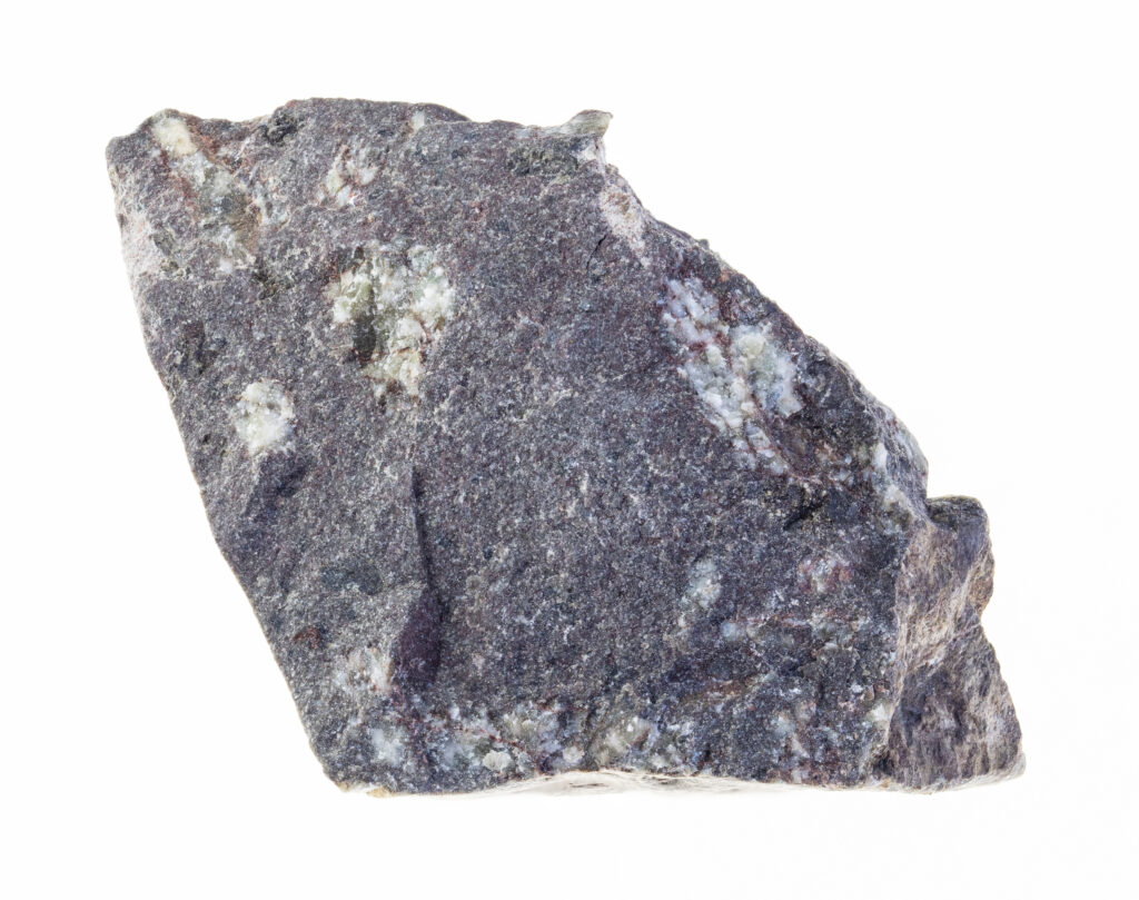 Porphyritic Basalt with whitish plagioclase feldspar phenocrysts