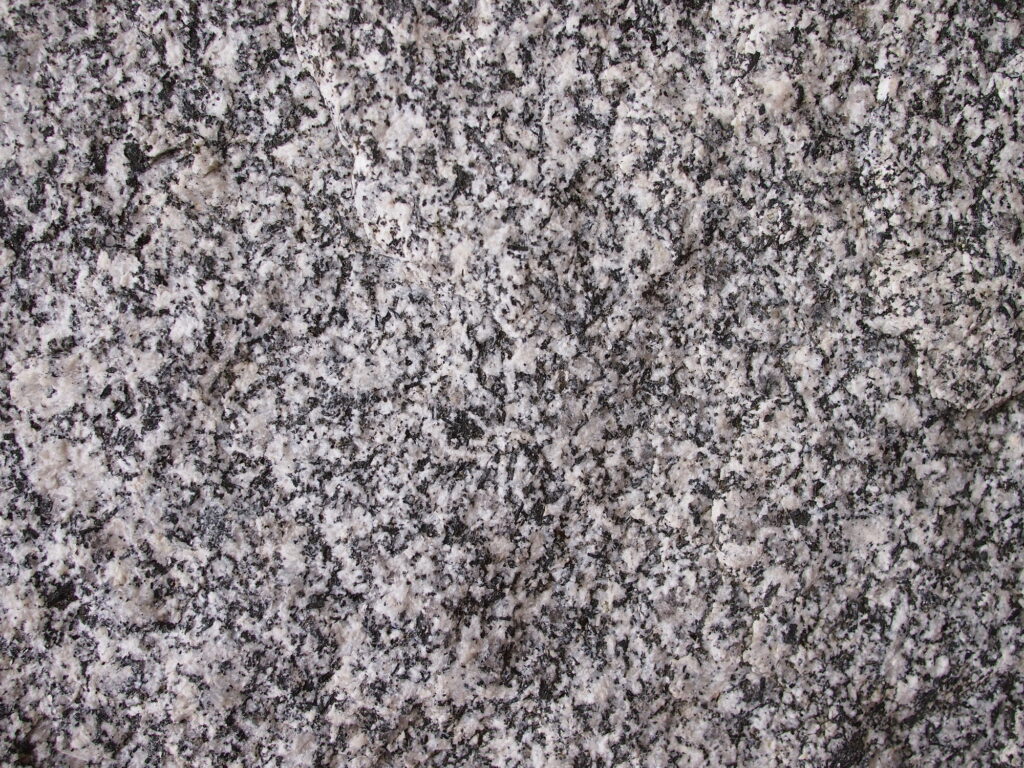 Granodiorite Countertop with Clearly Visible Quartz, Plagioclase Feldspar, and Accessory Minerals